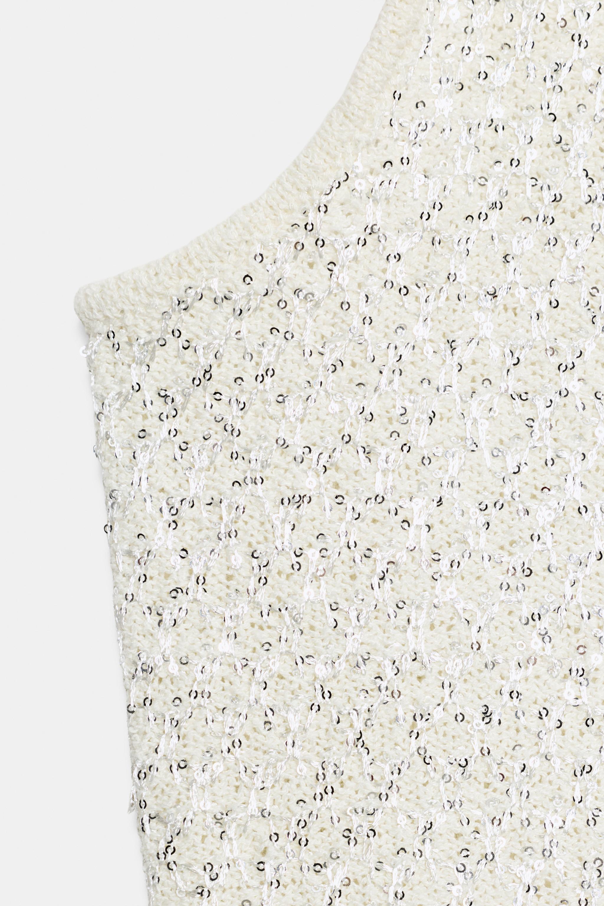 METALLIC THREAD SEQUIN KNIT TOP